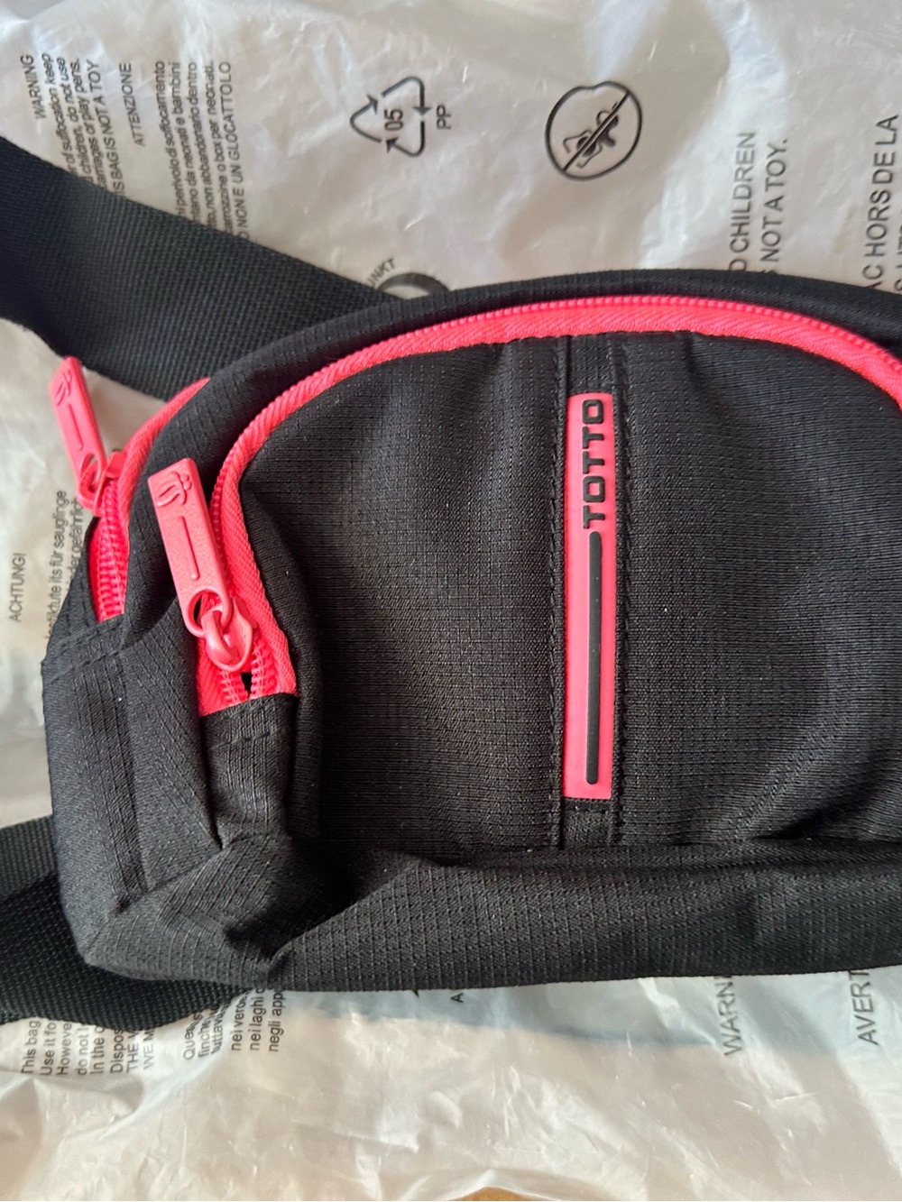 OTTO Black and Coral Waist Bag - Compact Clutch & Wristlet